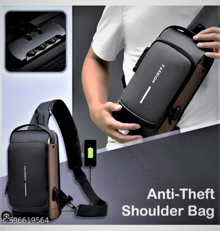 FASHION Anti-Theft Sling Bag with 3-Digit Password Lock & USB Charging Port