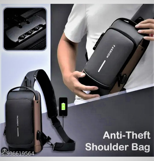FASHION Anti-Theft Sling Bag with 3-Digit Password Lock & USB Charging Port