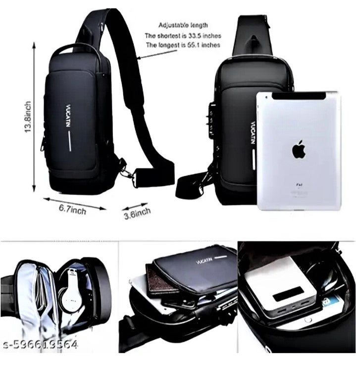 FASHION Anti-Theft Sling Bag with 3-Digit Password Lock & USB Charging Port